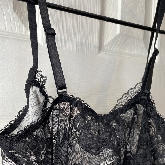 New Romwe Sz 4 Black White Lace Up Bustier Corset Adjustable Straps Y2K Coquette - Picture 9 of 16